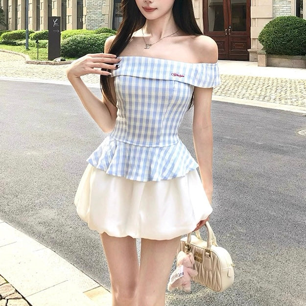 オフショルダー ペプラム トップス