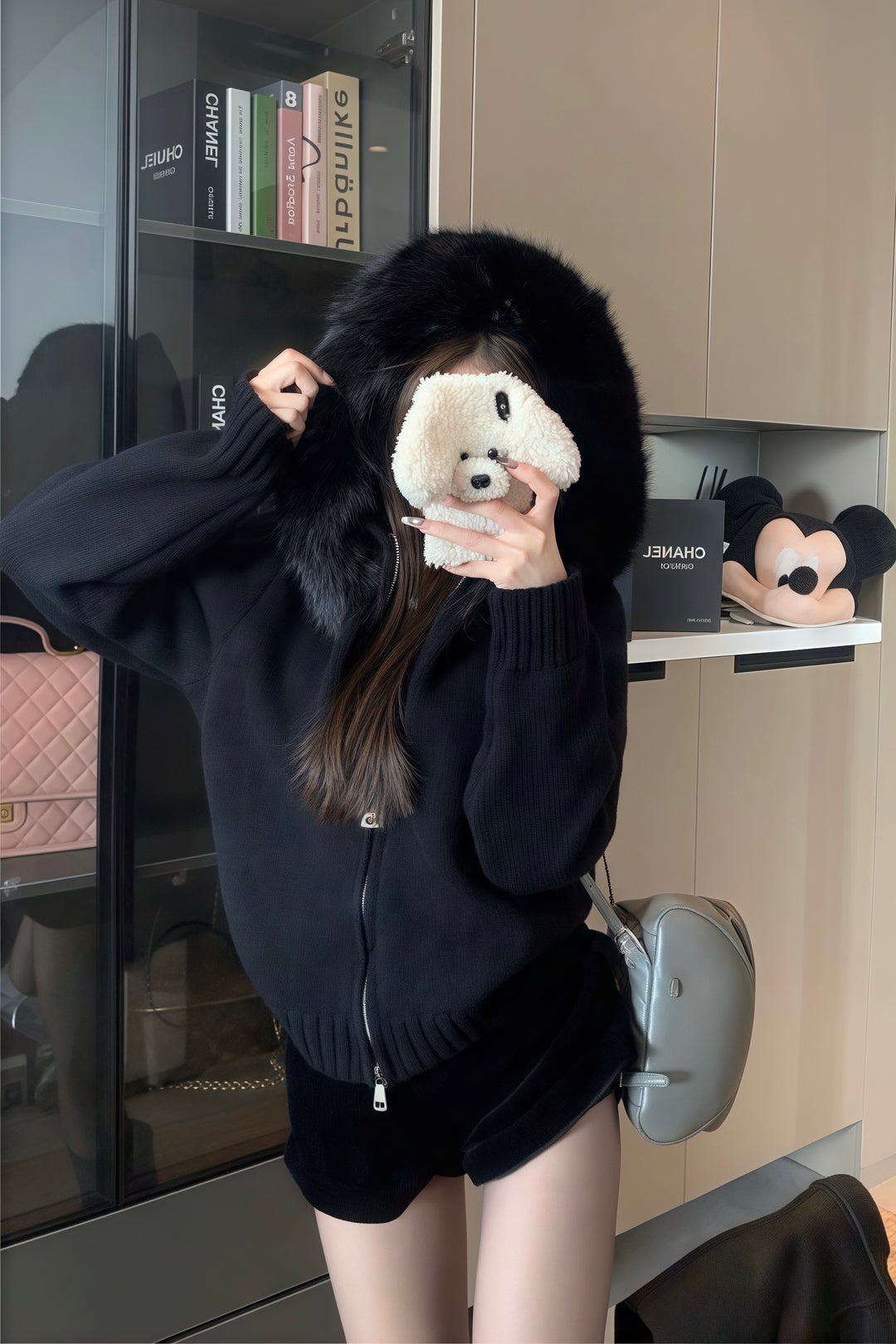 ファーフーディーニットパーカー Mc 278