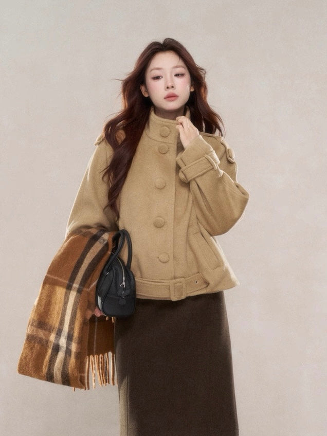 ハイネックベルトウールジャケット Mc 602