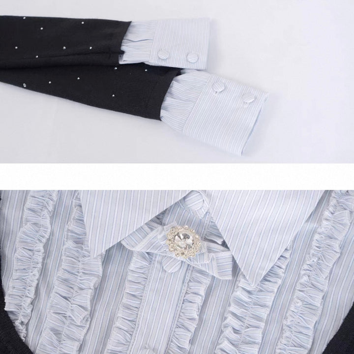 シャツドッキングビジューニットトップス Mc 603