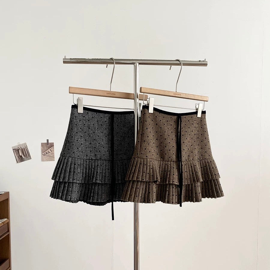 ガーリードットリボンプリーツスカート　Mc 688