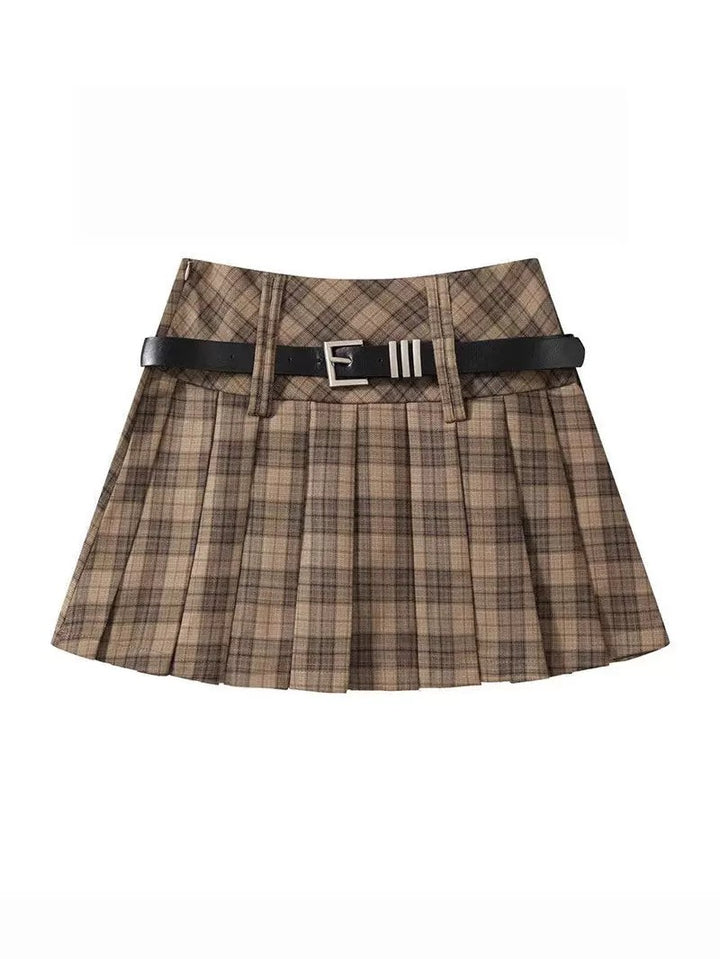 ベルト付きクラシックプリーツミニスカート Mc 551