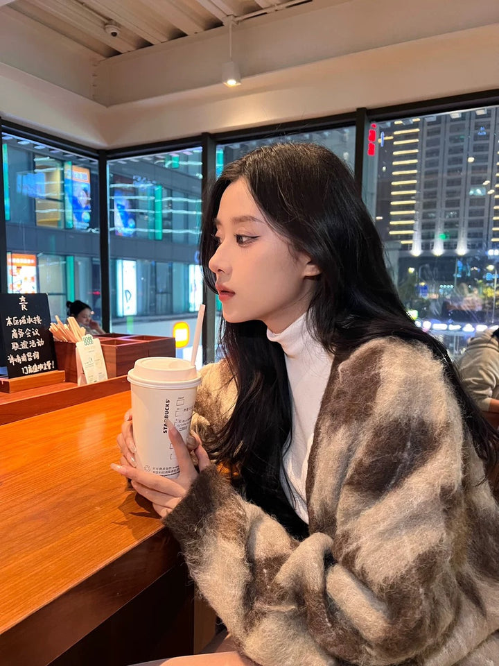 アーガイルモヘアニットカーディガン Mc 581