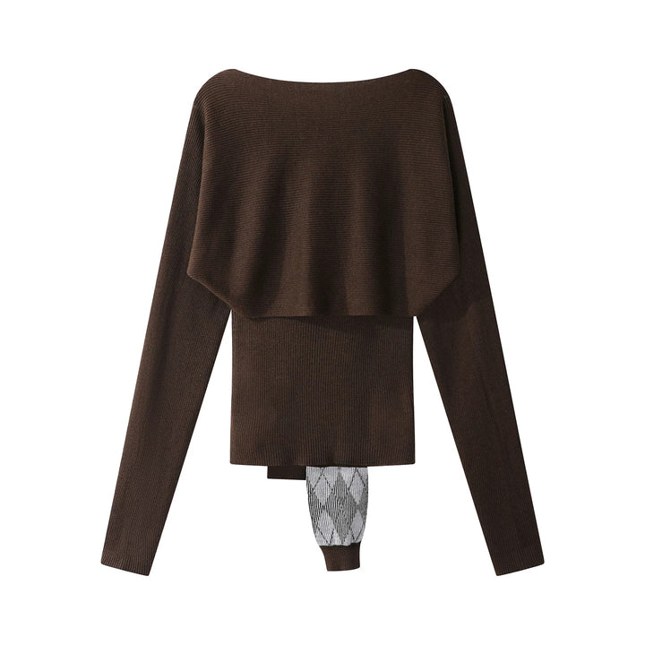 リボンアーガイルトップス×カーデニットセット Mc 613