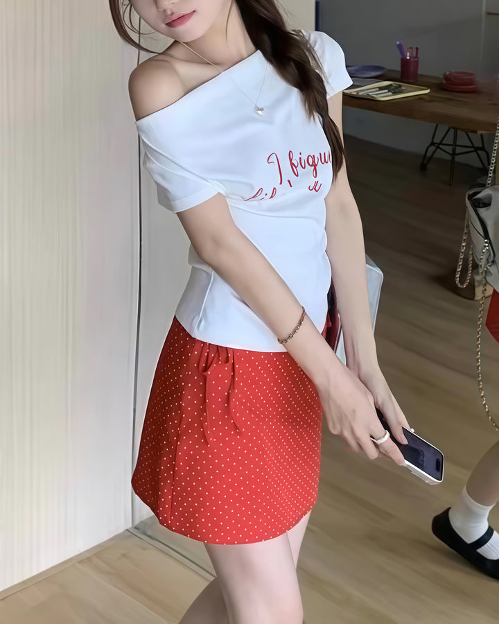 ドレープレタープリントTシャツ Mc 401
