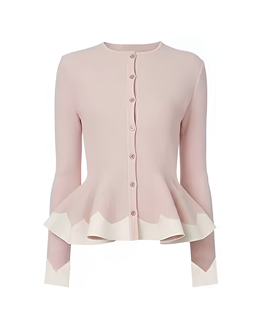 バイカラーフリルペプラムリブトップス Mc 731