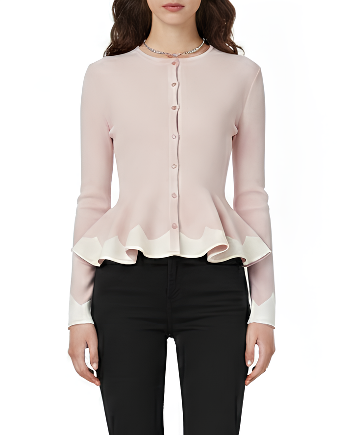 バイカラーフリルペプラムリブトップス Mc 731