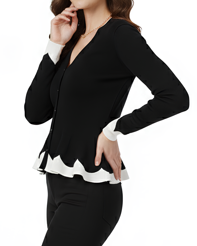 バイカラーフリルペプラムリブトップス Mc 731