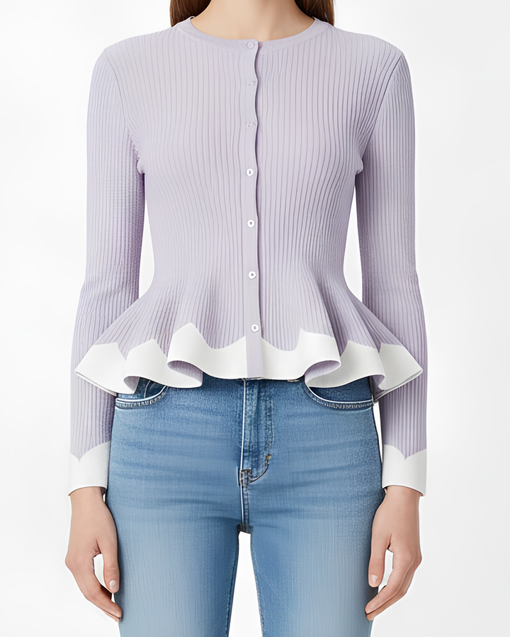 バイカラーフリルペプラムリブトップス Mc 731