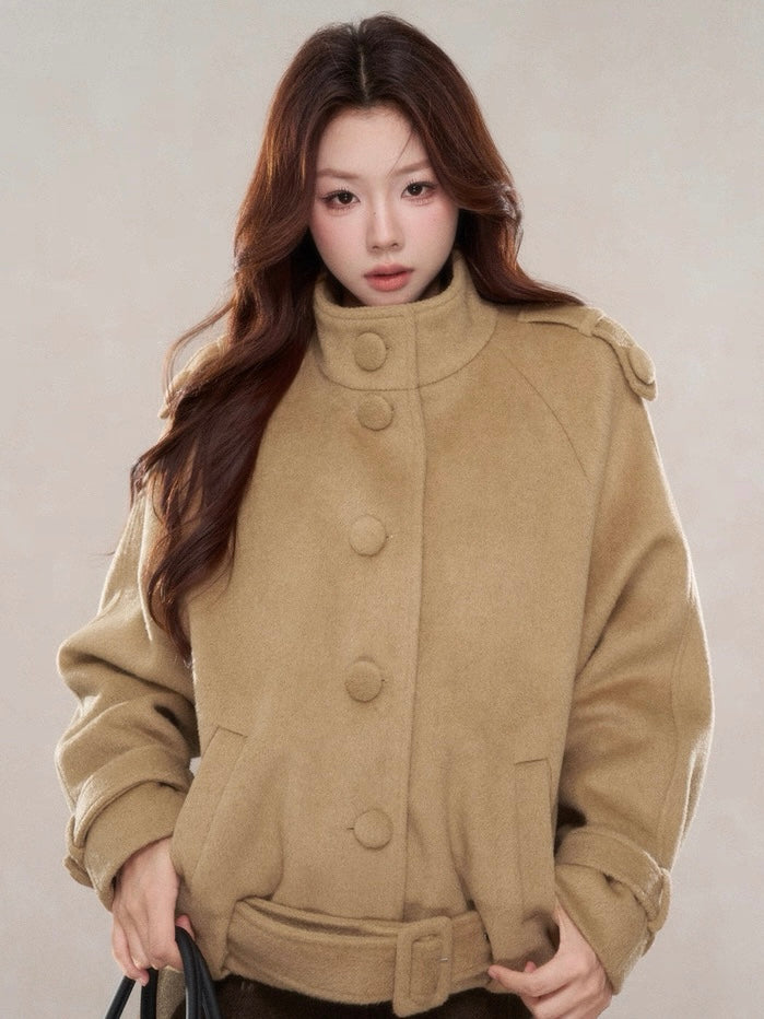 ハイネックベルトウールジャケット Mc 602