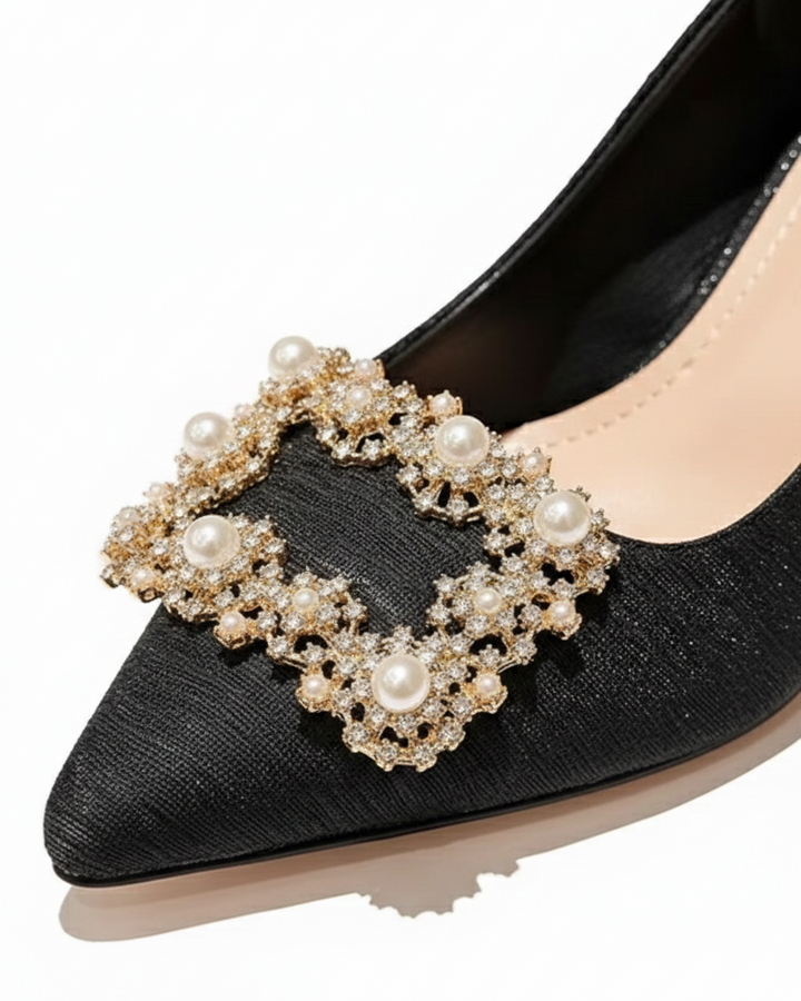 パールビジューバックル ポインテッドパンプス Mc 738