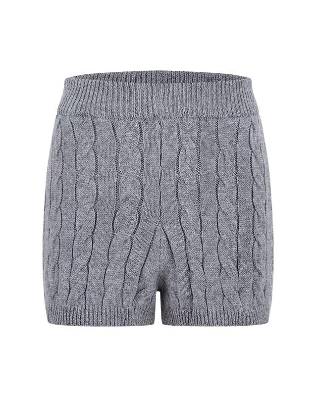 ポロ襟ツイストニット×ショートパンツセットアップ Mc 208