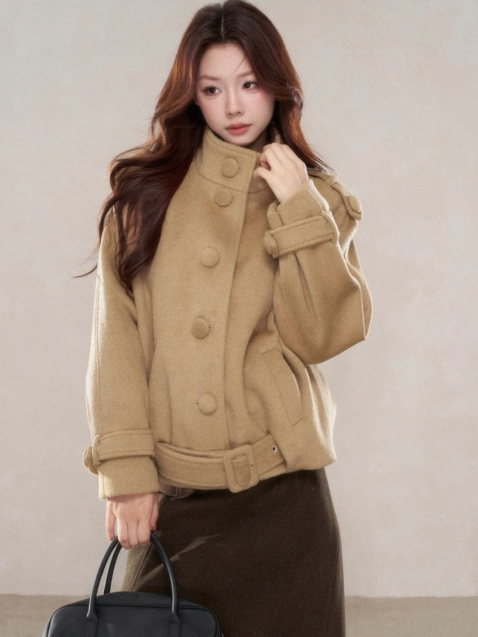 ハイネックベルトウールジャケット Mc 602