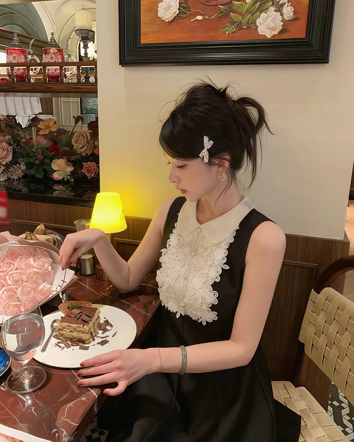 フラワーレースフレアミニワンピース　Mc　413