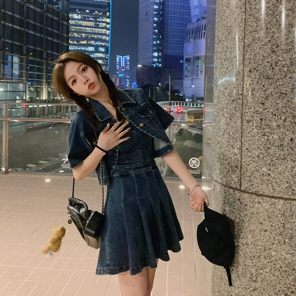 CHANEL 半袖デニムミニワンピース 36 CHANEL 半袖デニムミニワンピース 36