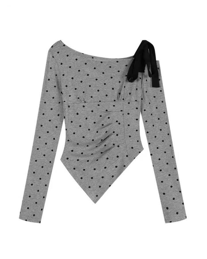 ワンショルアシメリボンドットトップス Mc 295