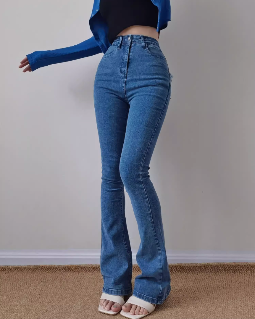 ハートポケットハイウエストフレアデニムパンツ Mc 418