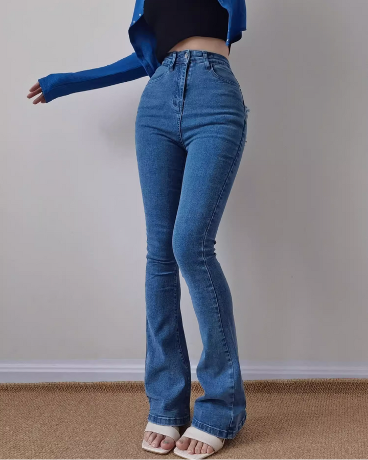 ハートポケットハイウエストフレアデニムパンツ Mc 418