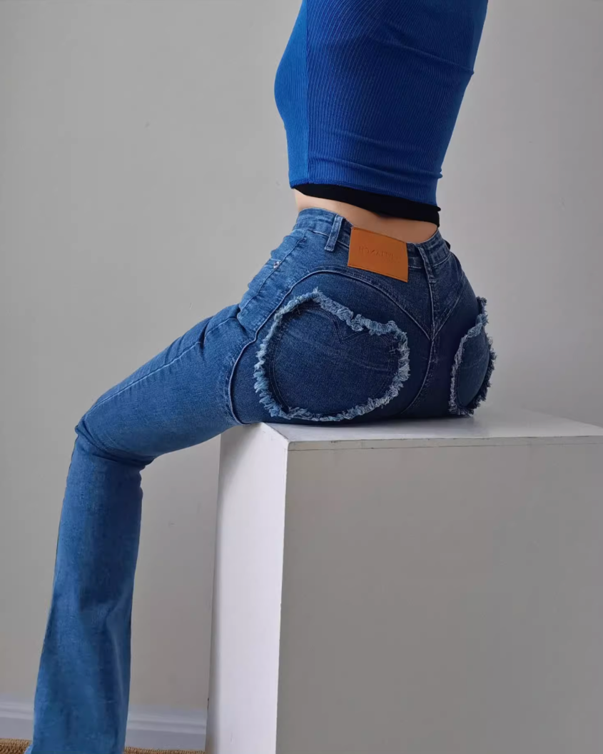 ハートポケットハイウエストフレアデニムパンツ Mc 418