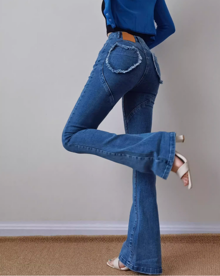 ハートポケットハイウエストフレアデニムパンツ Mc 418