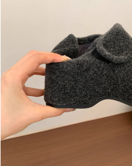 フェイクウール厚底メリージェーン Mc 598