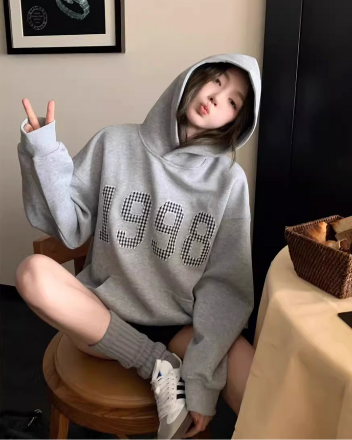 ギンガムステッチロゴプリントパーカー Mc 305