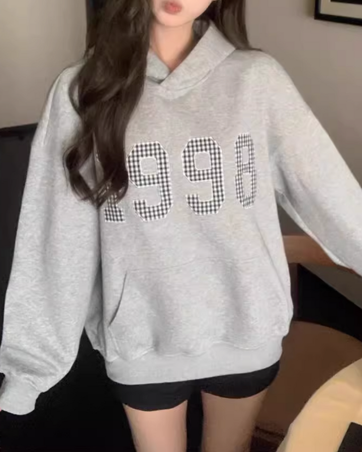 ギンガムステッチロゴプリントパーカー Mc 305