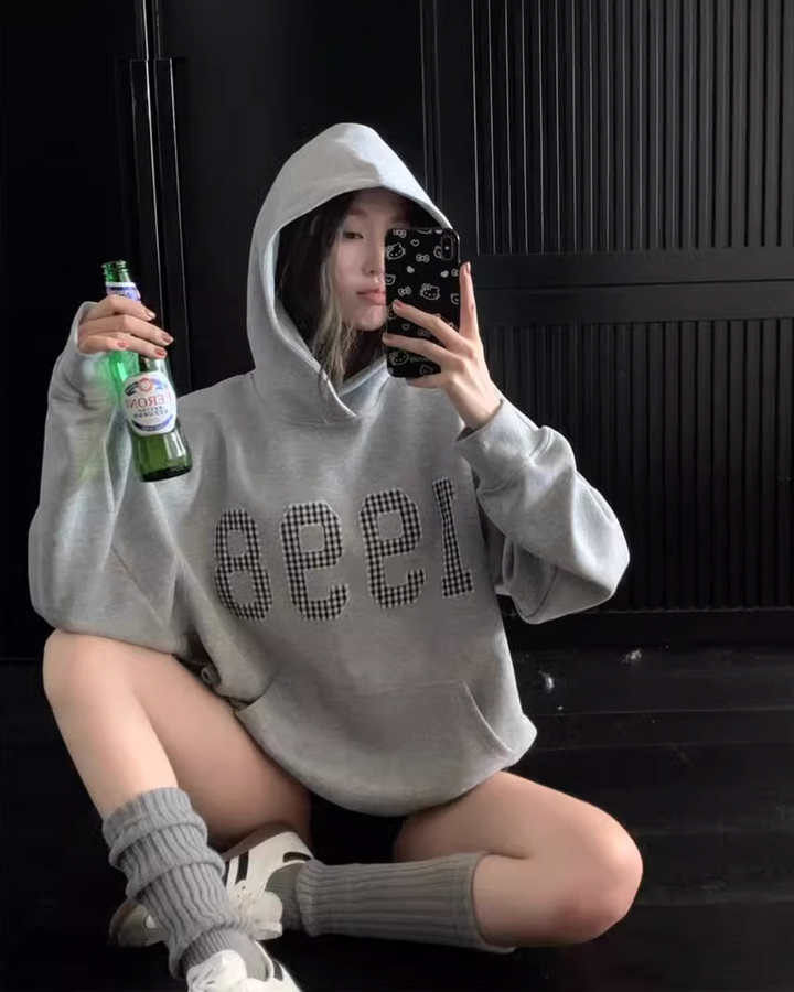 ギンガムステッチロゴプリントパーカー Mc 305