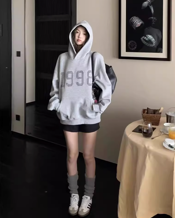 ギンガムステッチロゴプリントパーカー Mc 305