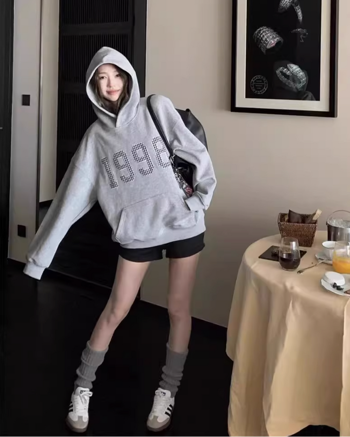 ギンガムステッチロゴプリントパーカー Mc 305