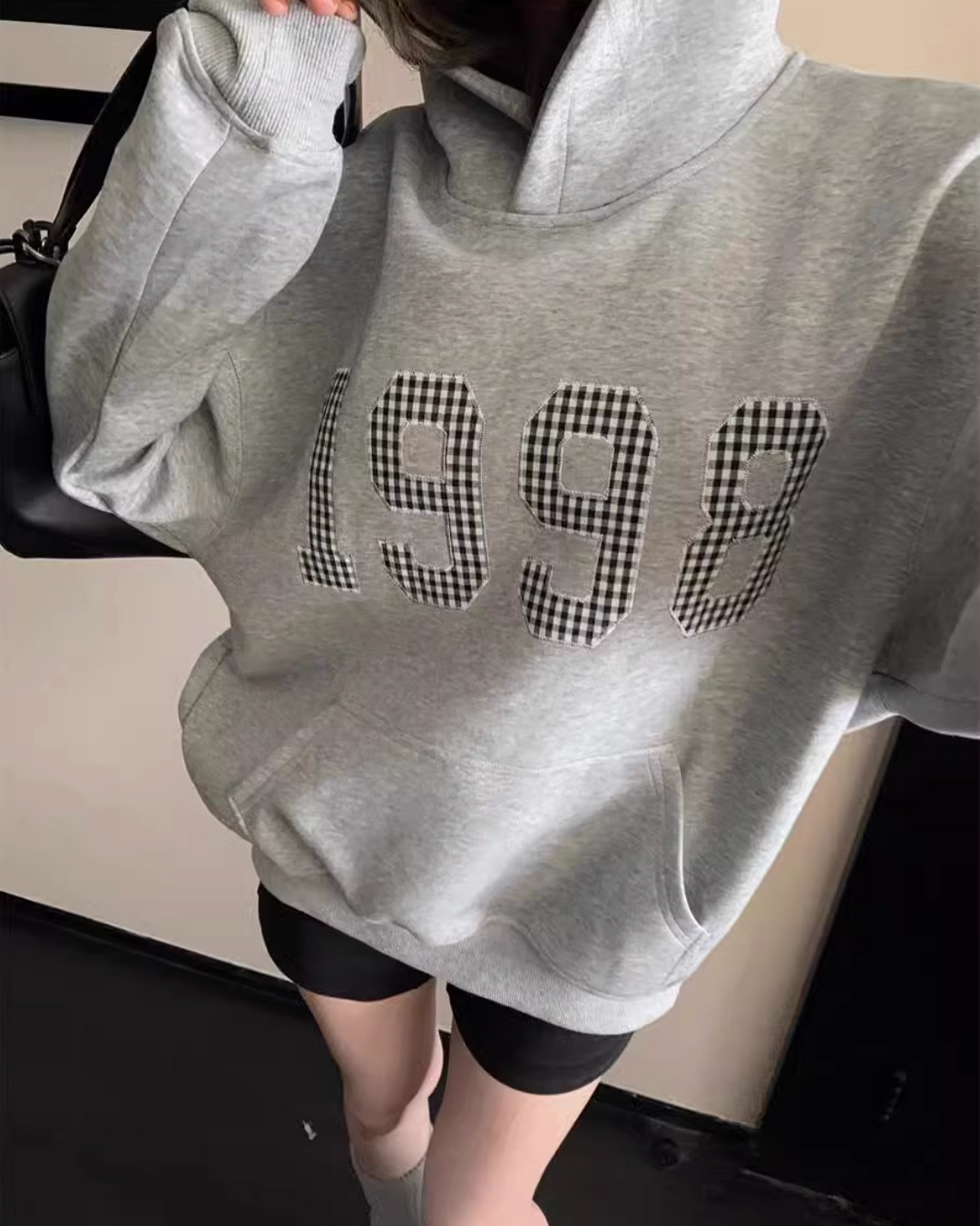 ギンガムステッチロゴプリントパーカー Mc 305