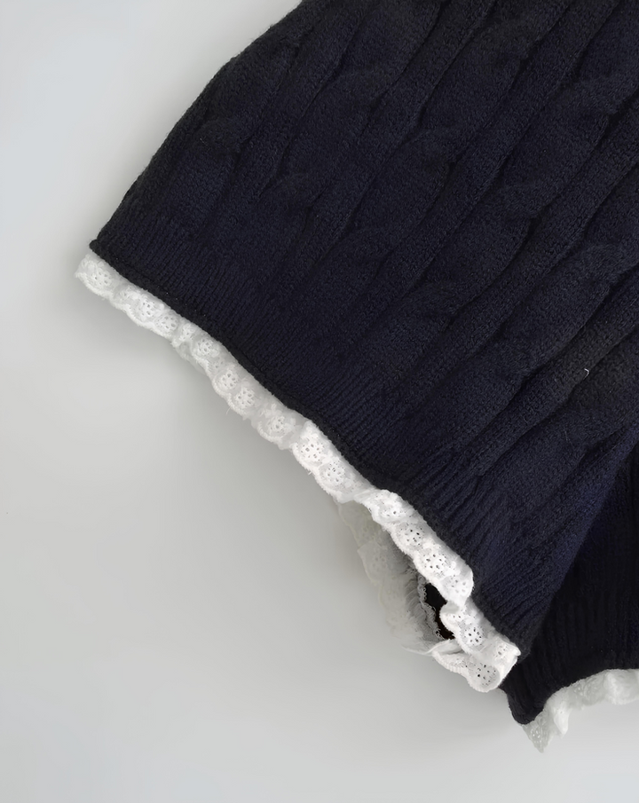 レースヘムふわもこケーブルニットショーツ Mc 624