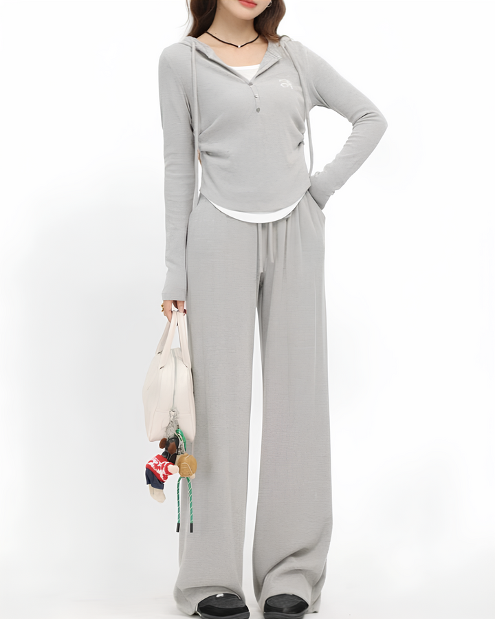 2wayレイヤード風フーディリラックスパンツセットアップ Mc 612