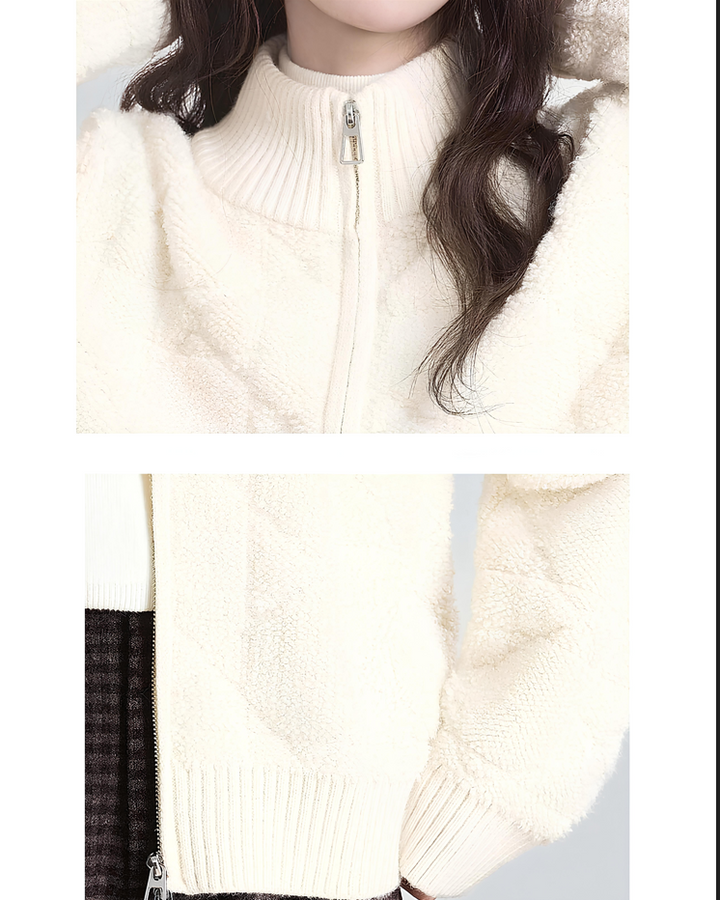 もこふわキルティング風ニットブルゾン Mc 631