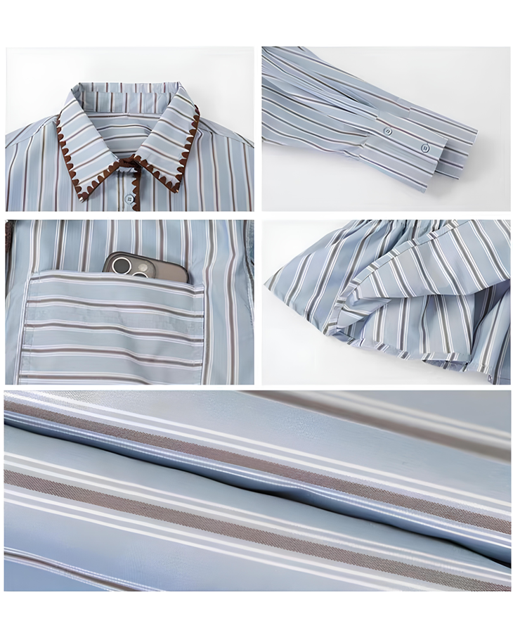 ウエストギャザーフリルストライプシャツ Mc 645