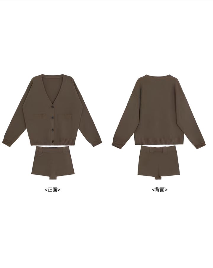 オーバーシルエットカーデ×ショートパンツ セットアップ Mc 646