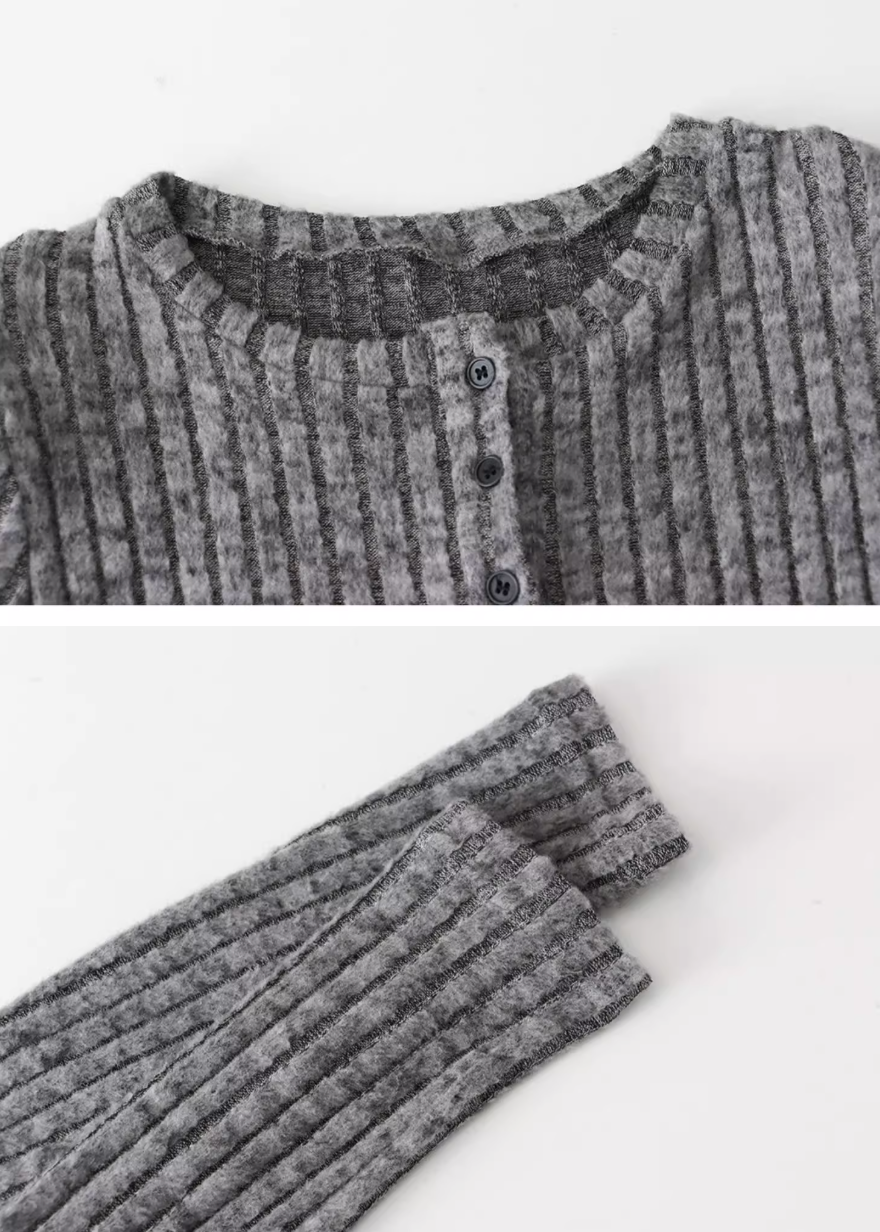 フロントボタンリブニットロングワンピース Mc 165