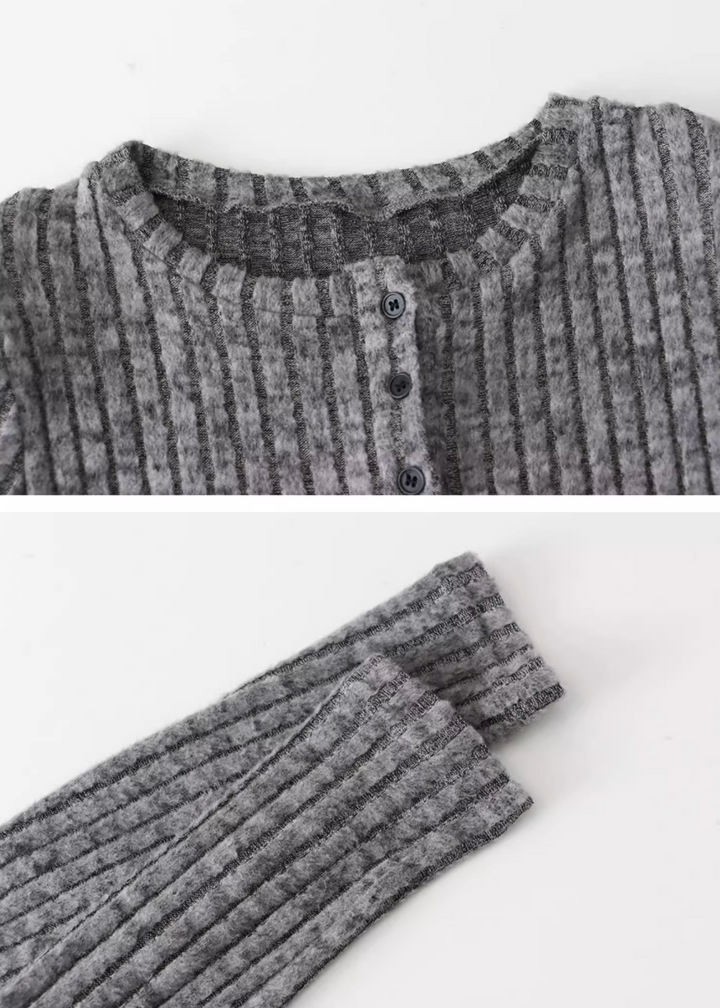 フロントボタンリブニットロングワンピース Mc 165