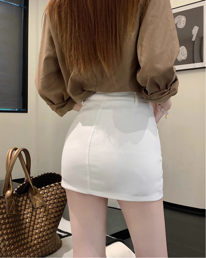 インパン付きハイウエストデニムミニスカート Mc 417