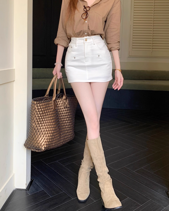 インパン付きハイウエストデニムミニスカート Mc 417