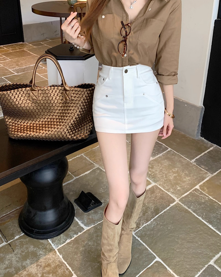 インパン付きハイウエストデニムミニスカート Mc 417