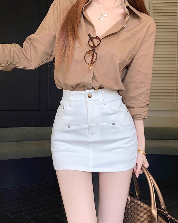 インパン付きハイウエストデニムミニスカート Mc 417