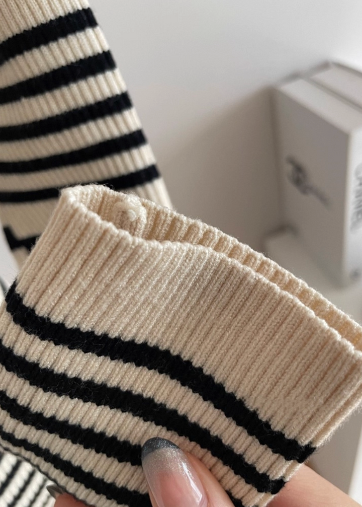 ボーダーカラースクエアリブニットワンピース Mc 310