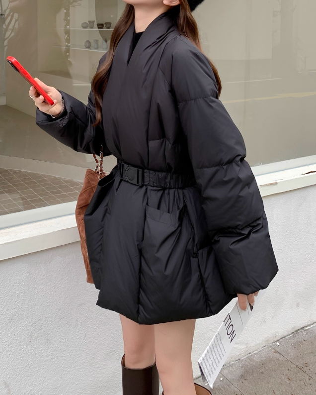 ボリュームべルトウエストデザインダウンジャケット Mc 244