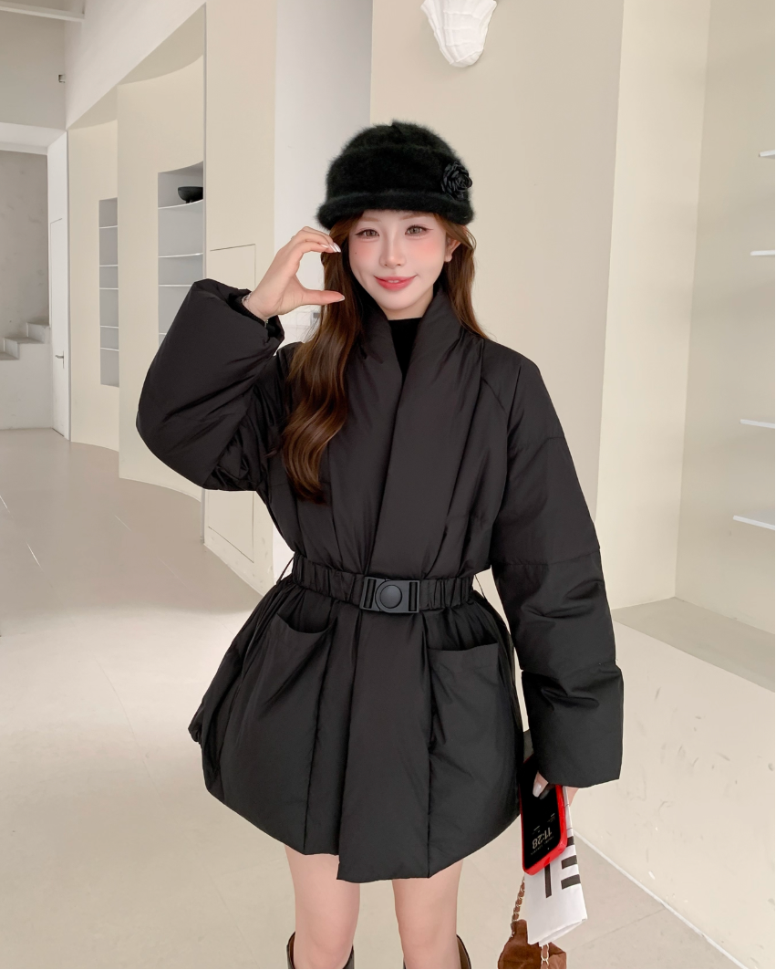 ボリュームべルトウエストデザインダウンジャケット Mc 244