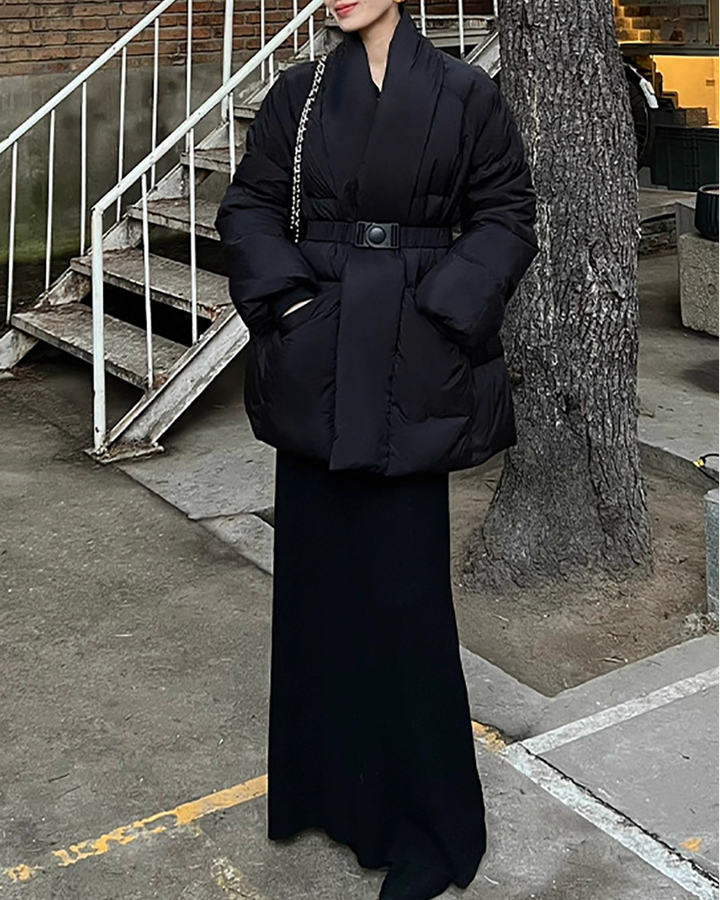 ボリュームべルトウエストデザインダウンジャケット Mc 244