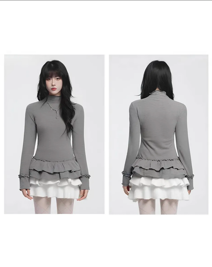 ソフトフィット フリルヘム ハイネックトップス Mc 690