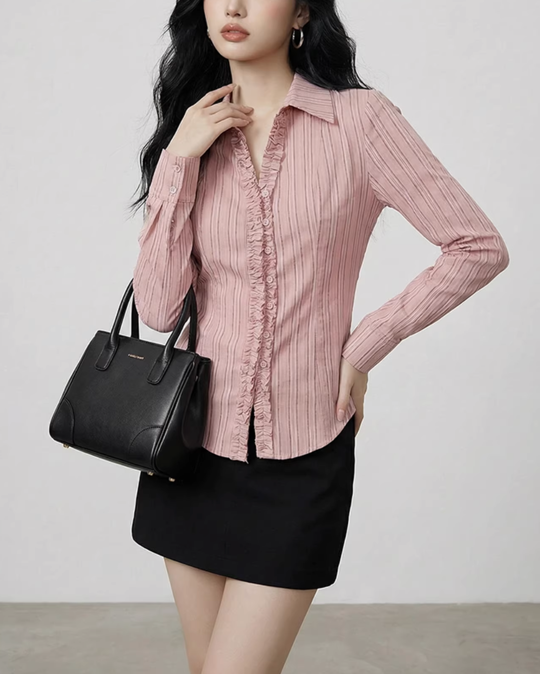 フリルストライプシャツ Mc 640