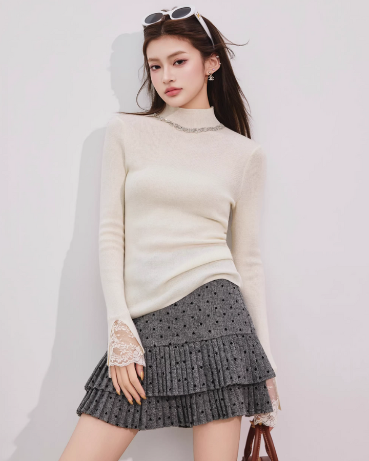 ガーリードットリボンプリーツスカート　Mc 688