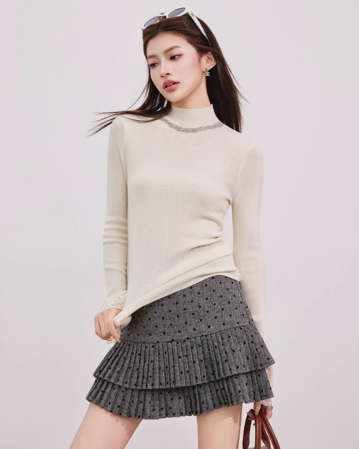 ガーリードットリボンプリーツスカート　Mc 688